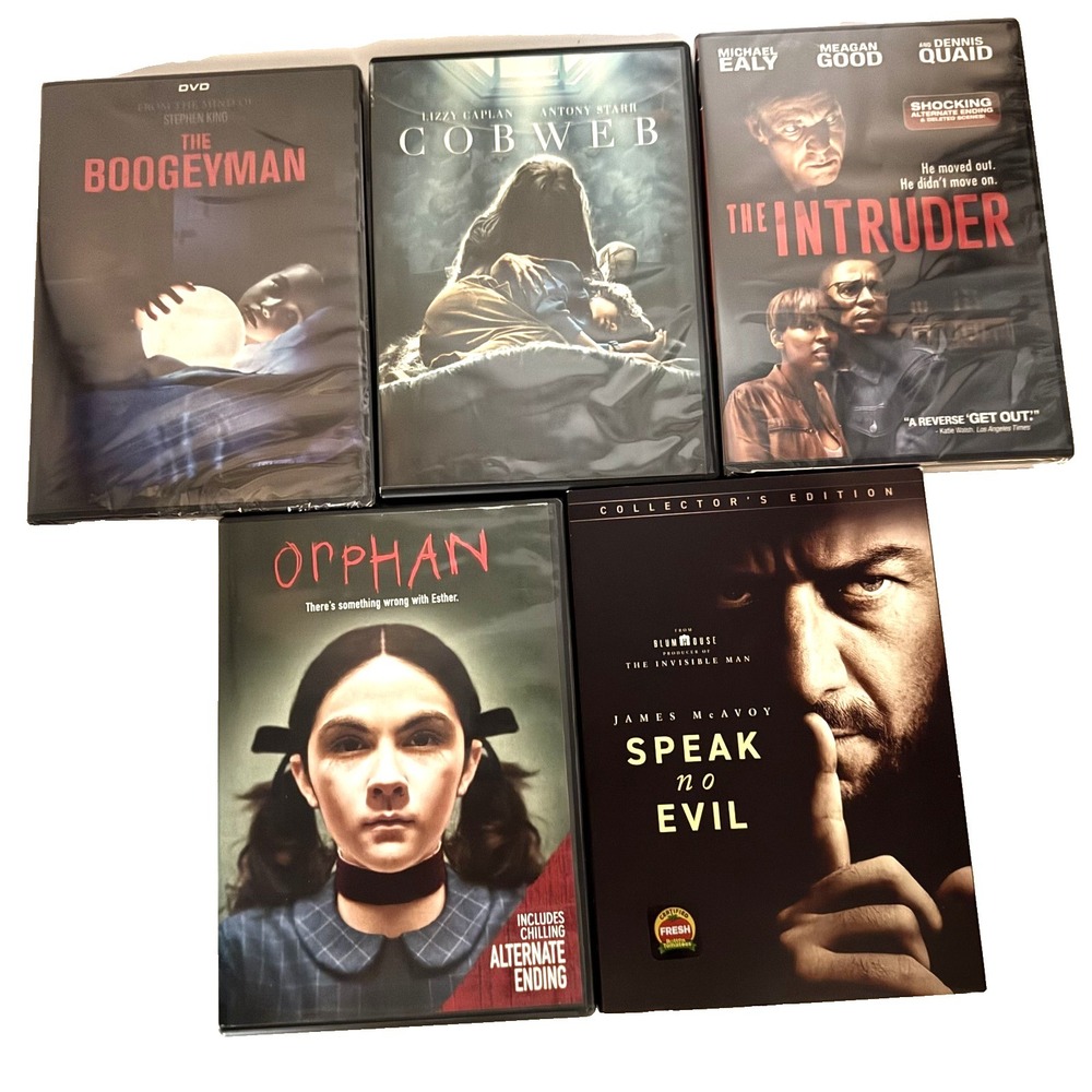 Mixed Lot Bundle of 5 Horror Thriller Scary DVDs Films Orphan Boogeyman Cobweb
